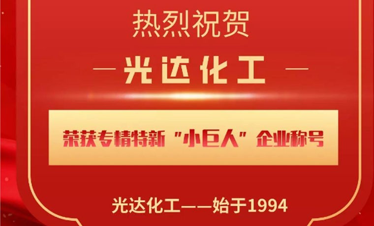 喜報(bào)！光達(dá)化工榮獲專精特新“小巨人”企業(yè)稱號！